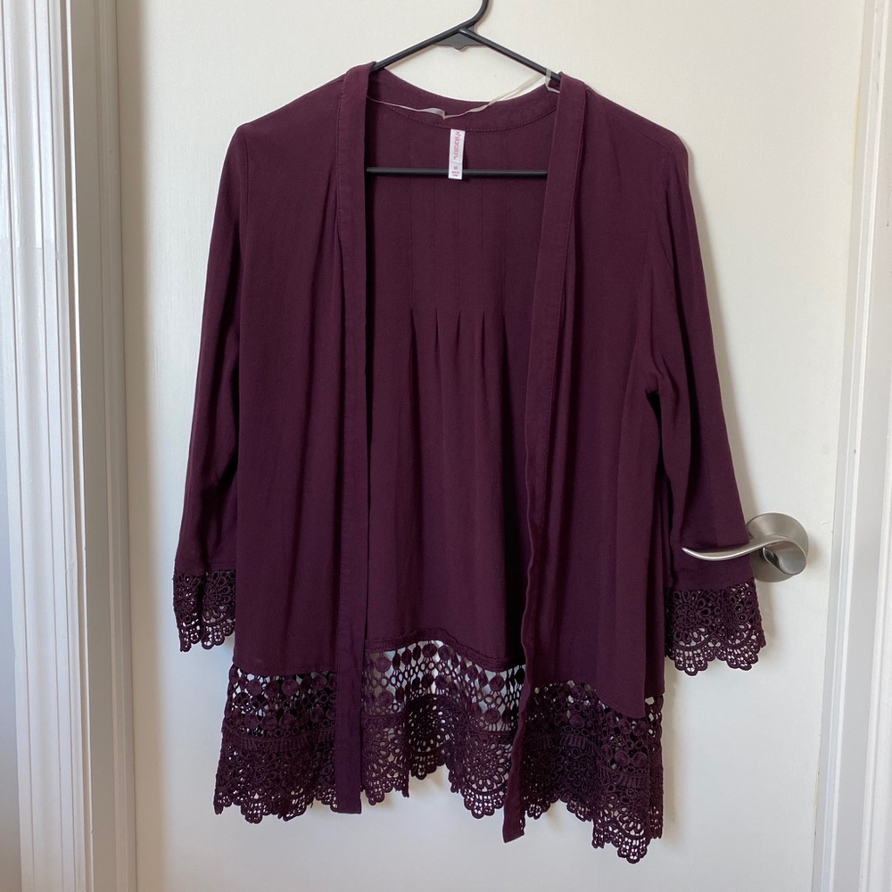 Deep purple lace kimono
